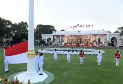 Upacara bendera HUT RI di Istana Merdeka, Jakarta.