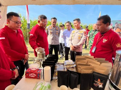Peluncuran bibit jagung hibrida unggulan 'Goak Poleng' sekaligus panen perdana di Kebun Terintegrasi Pemkab Buleleng.