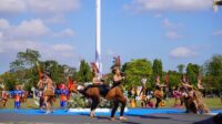 1001478297 Polda Bali tampilkan tari kolosal Nusantara pada HUT Ke-80 Bhayangkara