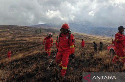 Padang savana TN Tambora di Pulau Sumbawa terbakar